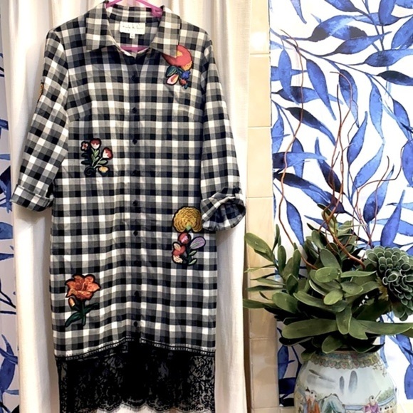 Women’s Nicole Miller New York Checkered Shirt Dress Size 8 - Picture 1 of 7